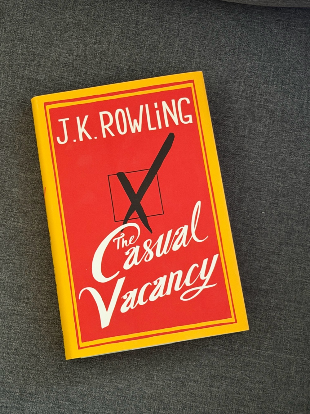 J.K. Rowling "The Casual Vacancy" Hardcover - Red & Yellow Cover